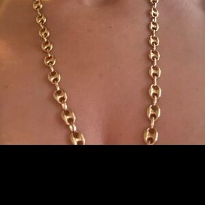 14k solid gold puffed mariner (Gucci link style chain)